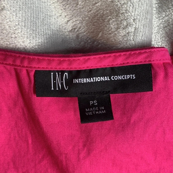 INC International concepts size PS high low Pink puff sleeve dress spring easter - Picture 8 of 10